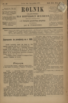 Rolnik : czasopismo dla gospodarzy wiejskich : organ urzędowy c. k. Towarzystwa gospodarskiego galicyjskiego. R.12, T.25, Nr. 12 (31 grudnia 1879)
