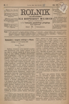 Rolnik : czasopismo dla gospodarzy wiejskich : organ urzędowy c. k. Towarzystwa gospodarskiego galicyjskiego. R.13, T.26, Nr. 1 (15 stycznia 1880)