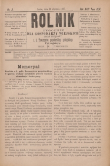 Rolnik : tygodnik dla gospodarzy wiejskich : organ urzędowy c. k. Towarzystwa gospodarskiego galicyjskiego. R.23, T.45, Nr. 3 (18 stycznia 1890)
