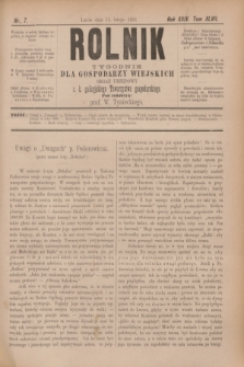 Rolnik : tygodnik dla gospodarzy wiejskich : organ urzędowy c. k. galicyjskiego Towarzystwa gospodarskiego. R.24, T.47, Nr. 7 (14 lutego 1891)