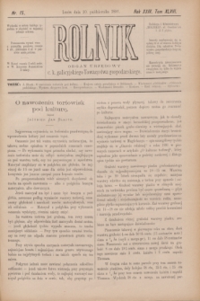 Rolnik : organ urzędowy c. k. galicyjskiego Towarzystwa gospodarskiego. R.24, T.48, Nr. 15 (10 października 1891)