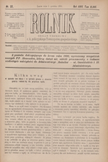 Rolnik : organ urzędowy c. k. galicyjskiego Towarzystwa gospodarskiego. R.24, T.48, Nr. 23 (5 grudani 1891)