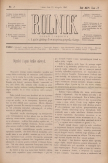 Rolnik : organ urzędowy c. k. galicyjskiego Towarzystwa gospodarskiego. R.26, T.51 [i.e.52], Nr. 7 (19 sierpnia 1893)