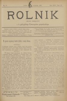 Rolnik : organ urzędowy c. k. galicyjskiego Towarzystwa gospodarskiego. R.30, T.60, Nr. 12 (18 września 1897)