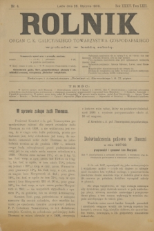 Rolnik : organ c. k. galicyjskiego Towarzystwa gospodarskiego. R.32, T.62, Nr. 4 (28 stycznia 1899)