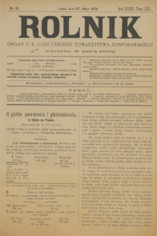 Rolnik : organ c. k. galicyjskiego Towarzystwa gospodarskiego. R.32, T.62, Nr. 21 (27 maja 1899)