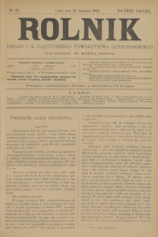 Rolnik : organ c. k. galicyjskiego Towarzystwa gospodarskiego. R.32, T.62, Nr. 23 (10 czerwca 1899)