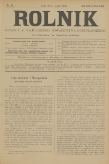 Rolnik : organ c. k. galicyjskiego Towarzystwa gospodarskiego. R.32, T.62, Nr. 26 (1 lipca 1899)