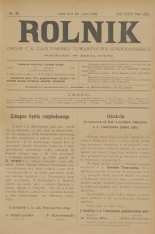 Rolnik : organ c. k. galicyjskiego Towarzystwa gospodarskiego. R.32, T.62, Nr. 30 (29 lipca 1899)