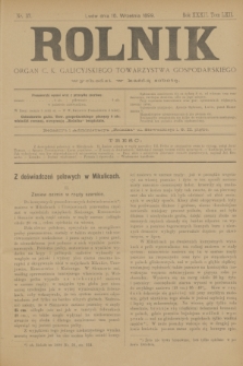 Rolnik : organ c. k. galicyjskiego Towarzystwa gospodarskiego. R.32, T.62, Nr. 37 (16 września 1899)