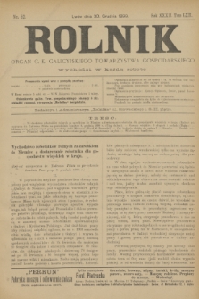 Rolnik : organ c. k. galicyjskiego Towarzystwa gospodarskiego. R.32, T.62, Nr. 52 (30 grudnia 1899)