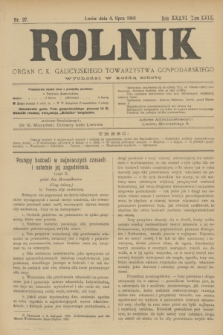Rolnik : organ c. k. galicyjskiego Towarzystwa gospodarskiego. R.36, T.66 [!], Nr. 27 (4 lipca 1903)