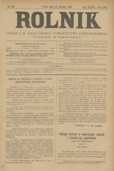 Rolnik : organ c. k. galicyjskiego Towarzystwa gospodarskiego. R.36, T.66 [!], Nr. 33 (10 sierpnia 1903)
