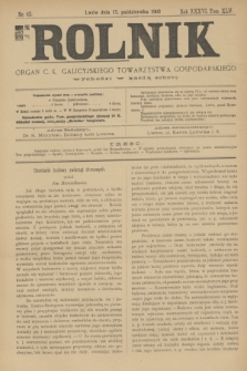 Rolnik : organ c. k. galicyjskiego Towarzystwa gospodarskiego. R.36, T.66 [!], Nr. 42 (17 października 1903)