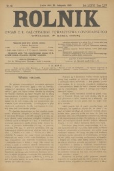 Rolnik : organ c. k. galicyjskiego Towarzystwa gospodarskiego. R.36, T.66 [!], Nr. 48 (28 listopada 1903)
