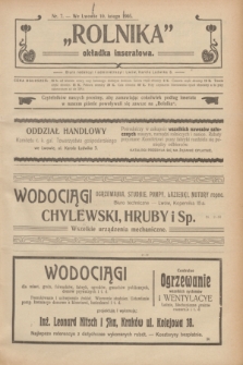 Rolnik : organ c. k. galicyjskiego Towarzystwa gospodarskiego. R.38, T.69, Nr. 7 (10 lutego 1905) + dod.