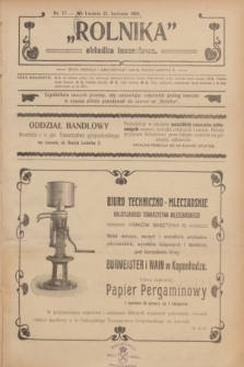 Rolnik : organ c. k. galicyjskiego Towarzystwa gospodarskiego. R.38, T.69, Nr. 17 (21 kwietnia 1905) + dod.