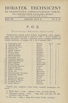 Dodatek Techniczny do Przewodnika Gimnastycznego „Sokół”. R.8, nr 6/8 (sierpień 1932)
