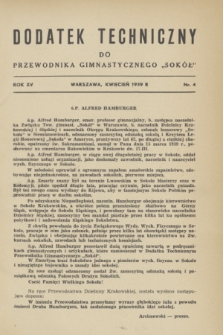 Dodatek Techniczny do Przewodnika Gimnastycznego „Sokół”. R.15, nr 4 (kwiecień 1939)