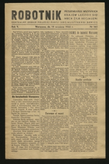 Robotnik : centralny organ Polskiej Partji Socjalistycznej (Lewicy). R.5, nr 163 (14 września 1944)