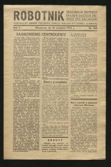 Robotnik : centralny organ Polskiej Partji Socjalistycznej (Lewicy). R.5, nr 164 (21 września 1944)