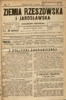 Ziemia Rzeszowska i Jarosławska : czasopismo narodowe. 1924, nr 49