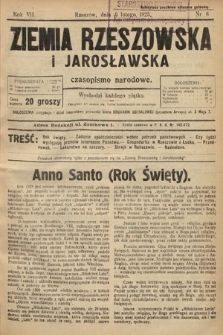 Ziemia Rzeszowska i Jarosławska : czasopismo narodowe. 1925, nr 6