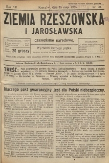 Ziemia Rzeszowska i Jarosławska : czasopismo narodowe. 1925, nr 20