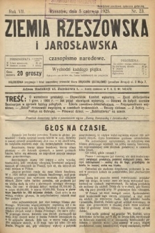 Ziemia Rzeszowska i Jarosławska : czasopismo narodowe. 1925, nr 23
