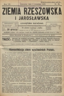 Ziemia Rzeszowska i Jarosławska : czasopismo narodowe. 1925, nr 36