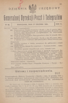 Dziennik Urzędowy Generalnej Dyrekcji Poczt i Telegrafów. R.6, № 50 (27 grudnia 1924)