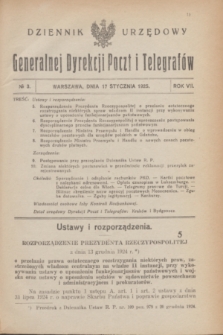 Dziennik Urzędowy Generalnej Dyrekcji Poczt i Telegrafów. R.7, № 3 (17 stycznia 1925)