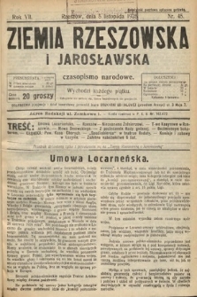 Ziemia Rzeszowska i Jarosławska : czasopismo narodowe. 1925, nr 45