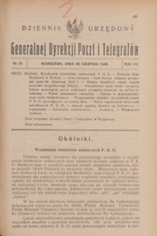 Dziennik Urzędowy Generalnej Dyrekcji Poczt i Telegrafów. R.7, nr 35 (29 sierpnia 1925)