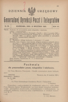 Dziennik Urzędowy Generalnej Dyrekcji Poczt i Telegrafów. R.7, nr 38 (19 września 1925)