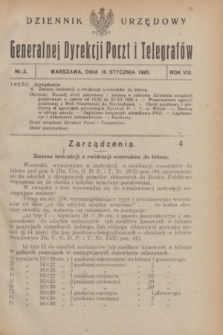 Dziennik Urzędowy Generalnej Dyrekcji Poczt i Telegrafów. R.8, nr 2 (16 stycznia 1926)