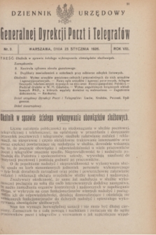 Dziennik Urzędowy Generalnej Dyrekcji Poczt i Telegrafów. R.8, nr 3 (23 stycznia 1926)