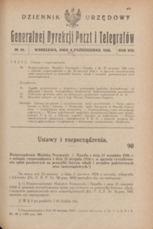 Dziennik Urzędowy Generalnej Dyrekcji Poczt i Telegrafów. R.8, № 36 (9 października 1926)