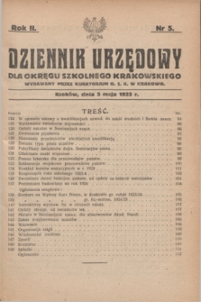Dziennik Urzędowy dla Okręgu Szkolnego Krakowskiego Wydawany przez Kuratorjum O. S. K. w Krakowie. R.2, nr 5 (5 maja 1923)