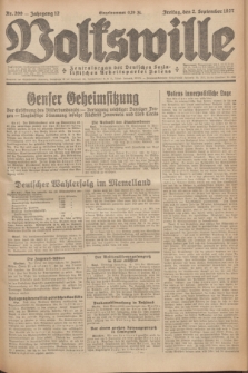 Volkswille : Zentralorgan der Deutschen Sozialistischen Arbeitspartei Polens. Jg.12, Nr. 200 (2 September 1927) + dod.