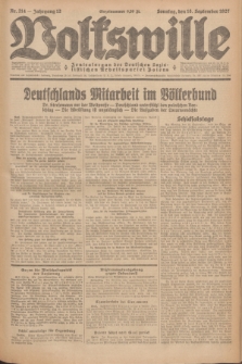 Volkswille : Zentralorgan der Deutschen Sozialistischen Arbeitspartei Polens. Jg.12, Nr. 214 (18 September 1927) + dod.