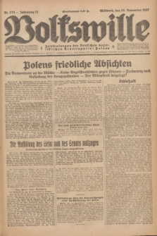 Volkswille : Zentralorgan der Deutschen Sozialistischen Arbeitspartei Polens. Jg.12, Nr. 275 (30 November 1927) + dod.