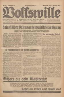 Volkswille : Zentralorgan der Deutschen Sozialistischen Arbeitspartei Polens. Jg.13, Nr. 8 (11 Januar 1928) + dod.