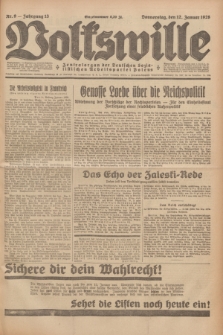 Volkswille : Zentralorgan der Deutschen Sozialistischen Arbeitspartei Polens. Jg.13, Nr. 9 (12 Januar 1928) + dod.