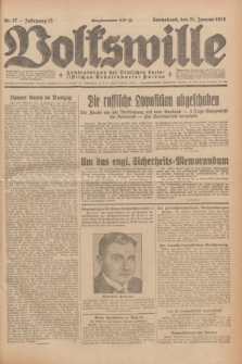 Volkswille : Zentralorgan der Deutschen Sozialistischen Arbeitspartei Polens. Jg.13, Nr. 17 (21 Januar 1928) + dod.