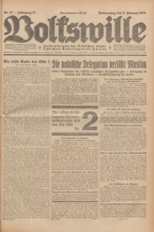 Volkswille : Zentralorgan der Deutschen Sozialistischen Arbeitspartei Polens. Jg.13, Nr. 27 (2 Februar 1928) + dod.