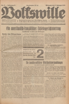 Volkswille : Zentralorgan der Deutschen Sozialistischen Arbeitspartei Polens. Jg.13, Nr. 31 (8 Februar 1928) + dod.