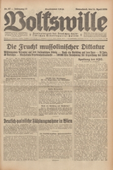 Volkswille : Zentralorgan der Deutschen Sozialistischen Arbeitspartei Polens. Jg.13, Nr. 87 (14 April 1928) + dod.