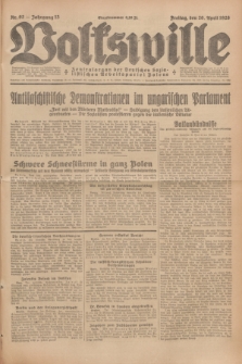 Volkswille : Zentralorgan der Deutschen Sozialistischen Arbeitspartei Polens. Jg.13, Nr. 92 (20 April 1928) + dod.