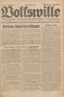 Volkswille : Zentralorgan der Deutschen Sozialistischen Arbeitspartei Polens. Jg.13, Nr. 174 (1 August 1928) + dod.